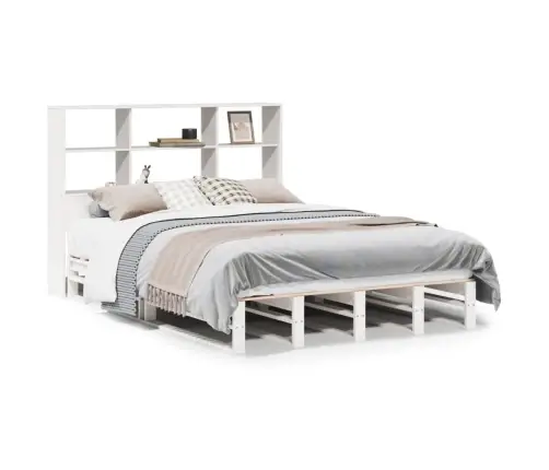 Lova Su Knygų Spinta Be Čiužinio, Balta, 160X200cm Pušis