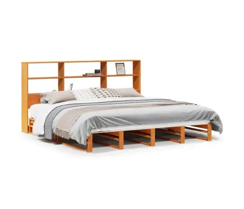 Lova Su Knygų Spinta Be Čiužinio, Rudas, 200X200cm Pušis