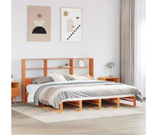 Lova Su Knygų Spinta Be Čiužinio, Rudas, 200X200cm Pušis