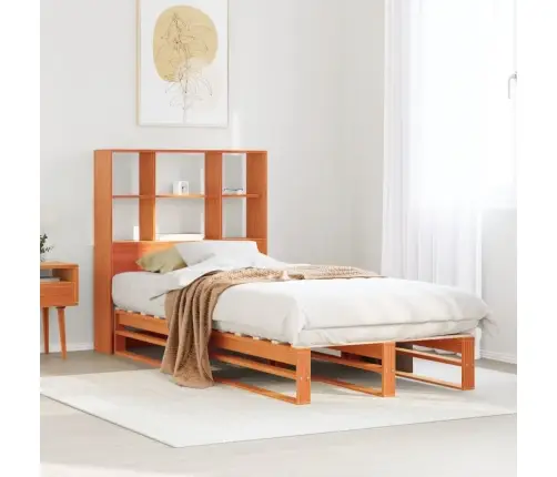 Lova Be Čiužinio/Su Knygų Lentyna, Ruda, 75X190cm Pušis