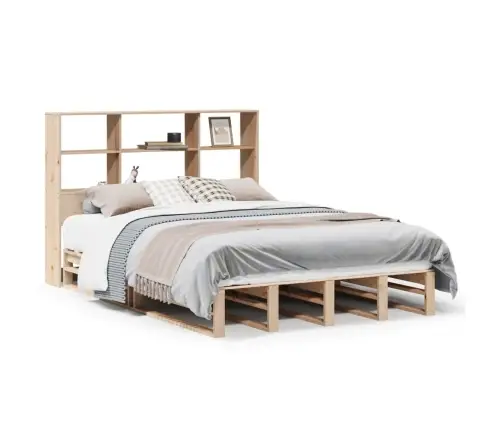 Gulta Ar Grāmatu Plauktu, Bez Matrača, 120X190 Cm, Masīvkoks Vidaxl