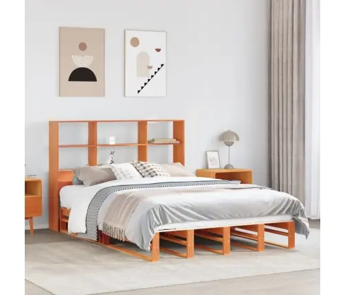 Gulta Ar Grāmatu Plauktu, Bez Matrača, 120X190 Cm, Masīvkoks Vidaxl