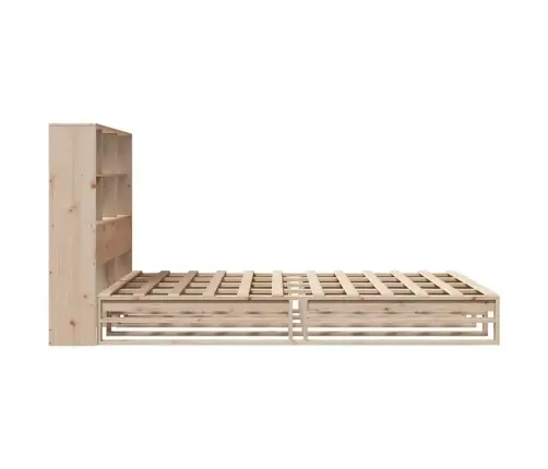 Gulta Ar Grāmatu Plauktu, Bez Matrača, 140X190 Cm, Masīvkoks Vidaxl