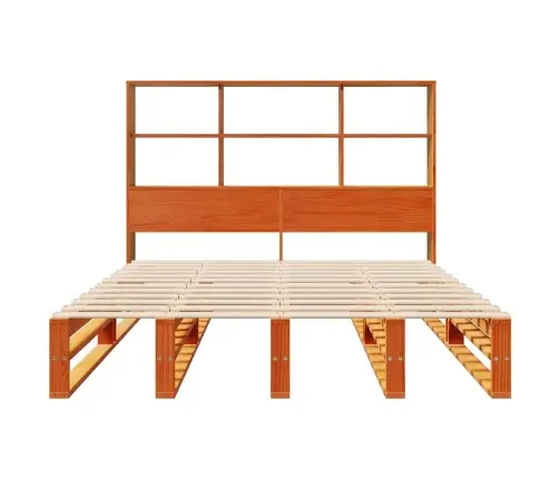 Gulta Ar Grāmatu Plauktu, Bez Matrača, 140X190 Cm, Masīvkoks Vidaxl