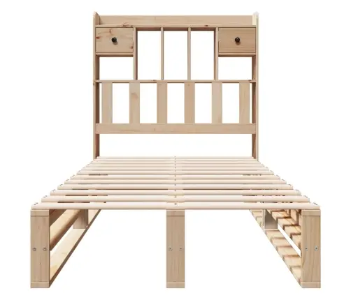 Lova Su Knygų Spinta Be Čiužinio, 90X200cm Pušies Masyvas