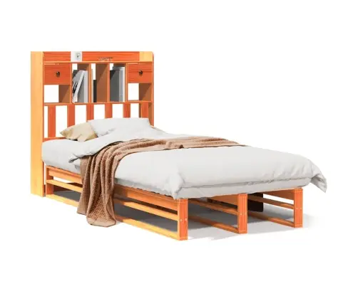 Gulta Ar Grāmatu Plauktu, Bez Matrača, 100X200 Cm, Priedes Koks Vidaxl