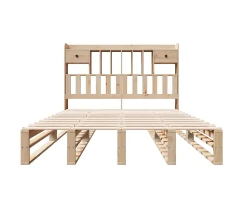 Gulta Ar Grāmatu Plauktu, Bez Matrača, 150X200 Cm, Priedes Koks Vidaxl