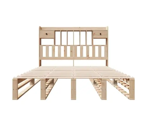 Gulta Ar Grāmatu Plauktu, Bez Matrača, 160X200 Cm, Priedes Koks Vidaxl