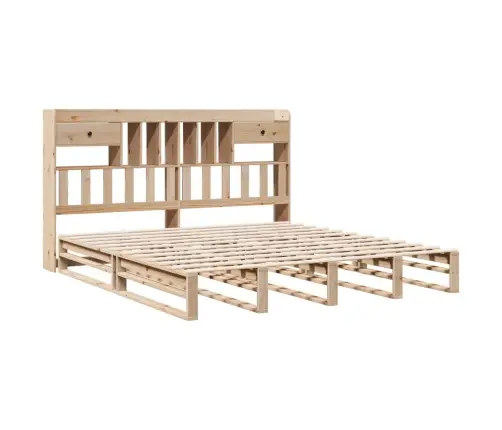 Gulta Ar Grāmatu Plauktu, Bez Matrača, 180X200 Cm, Priedes Koks Vidaxl