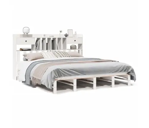 Gulta Ar Grāmatu Plauktu, Bez Matrača, 180X200 Cm, Priedes Koks Vidaxl