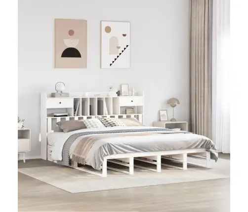 Gulta Ar Grāmatu Plauktu, Bez Matrača, 180X200 Cm, Priedes Koks Vidaxl