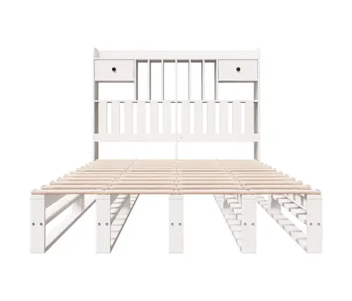 Gulta Ar Grāmatu Plauktu, Bez Matrača, 135X190 Cm, Priedes Koks Vidaxl