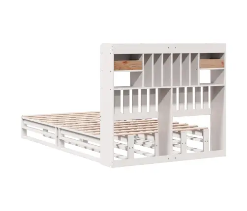 Gulta Ar Grāmatu Plauktu, Bez Matrača, 135X190 Cm, Priedes Koks Vidaxl