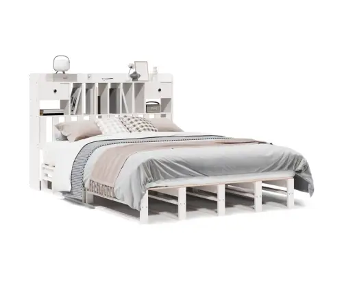 Gulta Ar Grāmatu Plauktu, Bez Matrača, 140X190 Cm, Priedes Koks Vidaxl