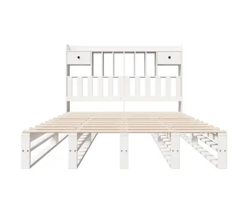 Gulta Ar Grāmatu Plauktu, Bez Matrača, 140X190 Cm, Priedes Koks Vidaxl