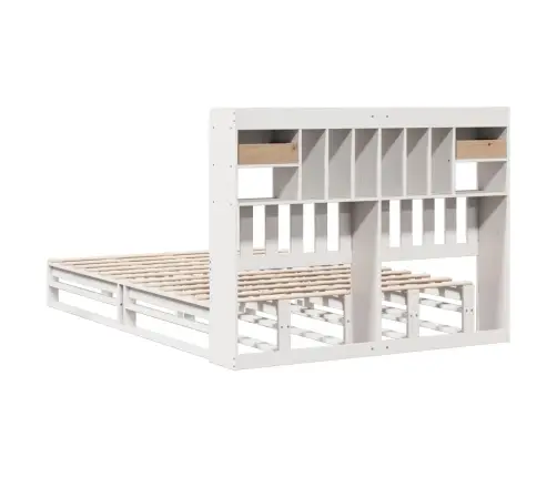 Gulta Ar Grāmatu Plauktu, Bez Matrača, 140X190 Cm, Priedes Koks Vidaxl