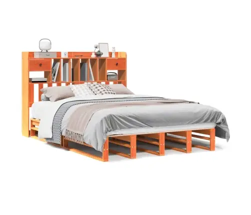 Lova Su Knygų Spinta Be Čiužinio, Ruda, 140X190cm Pušis