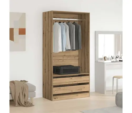 Drēbju Skapis, Koka Krāsa, 100X50X200 Cm, Inženierijas Koks Vidaxl