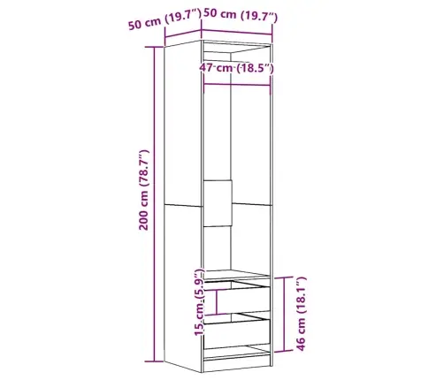 Spinta Artisan Ąžuolas 50X50X200 Cm Inžinierinė Mediena