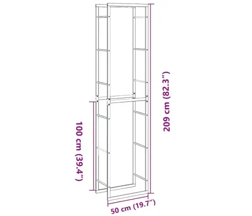 Küttepuude Rest, Must, 50X30X209 cm Teras
