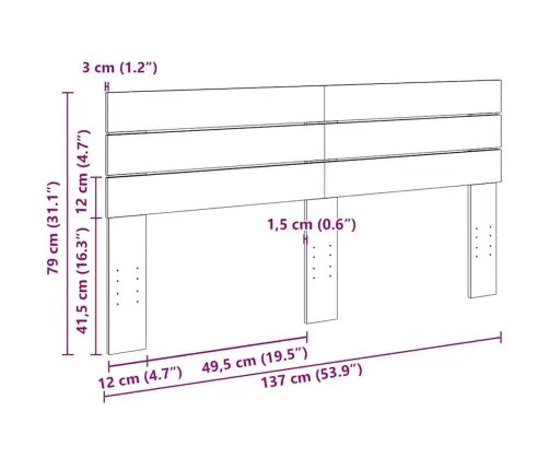 Galvas Klājs 135 Cm Masīvkoka Ozols Vidaxl