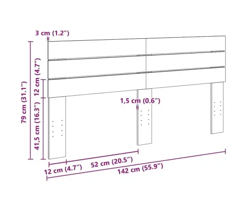 Galvgalis 140 Cm Masīvkoka Ozols Vidaxl