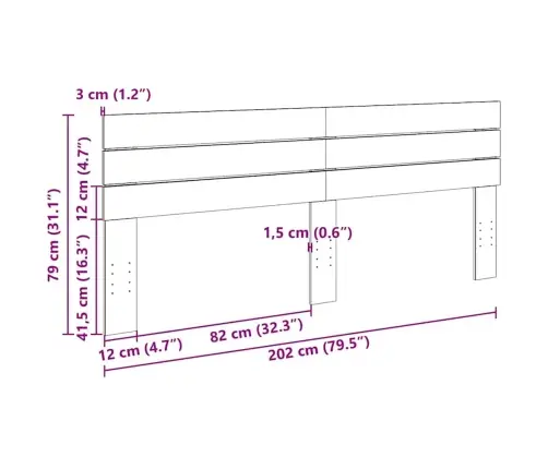 Galvgalis 200 Cm Masīvkoka Ozols Vidaxl