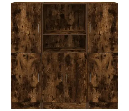 Virtuvės Spintelių Komplektas, 3 Dalių, Dūminio Ąžuolo, Mediena