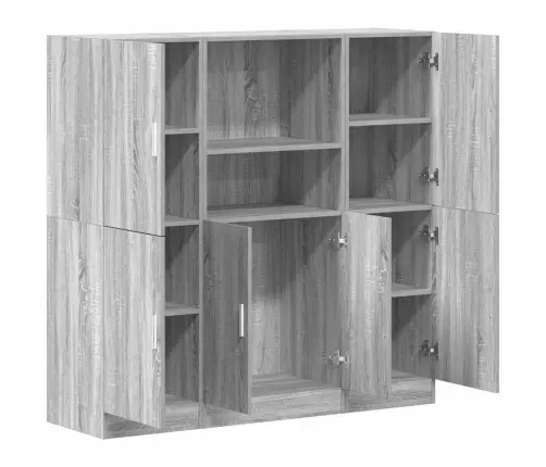 Virtuvės Spintelių Komplektas, 3 Dalių, Pilkas Ąžuolo, Mediena