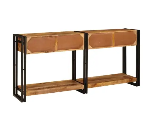 Konsoliniai Staliukai Su Stalčių 2 Pcs Ruda Kietas Mango Medis