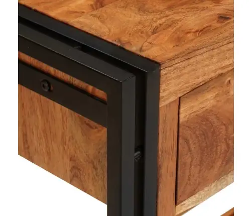 Konsoles Galds 2 Ar Atvilktni Ar Plauktu Ar Uzglabāšanu 2 Pcs Brūna Cietā Akāciju Koks Vidaxl