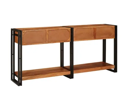 Konsoles Galds 2 Ar Atvilktni Ar Plauktu Ar Uzglabāšanu 2 Pcs Brūna Cietā Akāciju Koks Vidaxl