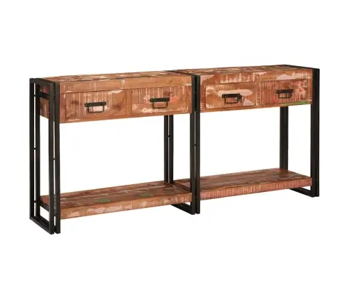 Konsoles Galdi (2 Gab.) Ar Atvilktnēm - Daudzkrāsas, Izgatavoti No Pārstrādāta Masīvkoka Vidaxl