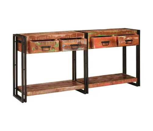 Konsoles Galdi (2 Gab.) Ar Atvilktnēm - Daudzkrāsas, Izgatavoti No Pārstrādāta Masīvkoka Vidaxl