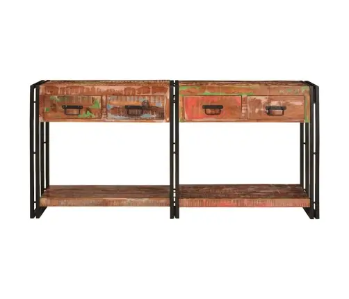 Konsoles Galdi (2 Gab.) Ar Atvilktnēm - Daudzkrāsas, Izgatavoti No Pārstrādāta Masīvkoka Vidaxl