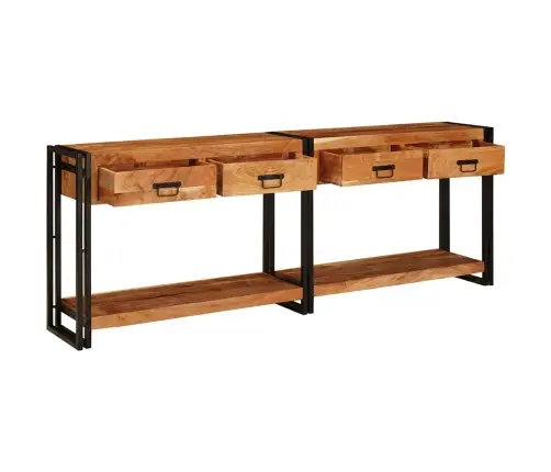 Konsoles Galdi 2 Pcs Brūna 200 X 33 X 75 Cm Akācijas Masīvkoks Vidaxl