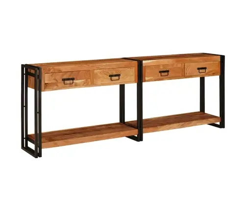 Konsoles Galdi 2 Pcs Brūna 200 X 33 X 75 Cm Akācijas Masīvkoks Vidaxl