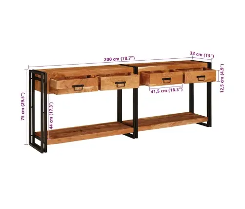 Konsoles Galdi 2 Pcs Brūna 200 X 33 X 75 Cm Akācijas Masīvkoks Vidaxl