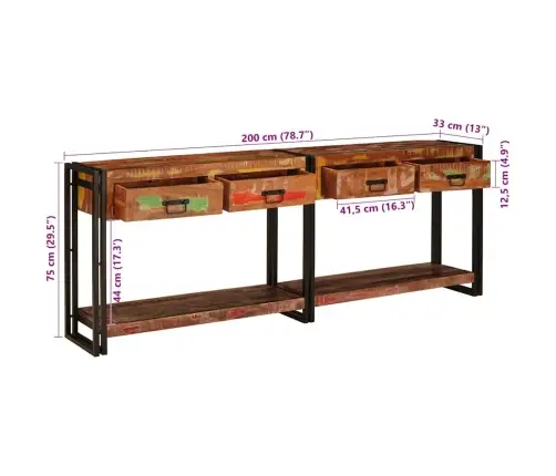 Konsoles Galdi 2 Pcs Daudzkrāsains Pārstrādāts Masīvkoks Vidaxl