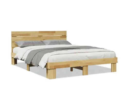 Voodiraam Peatsiga Ilma Madratsita 140X190 Cm Täispuidust Tamm