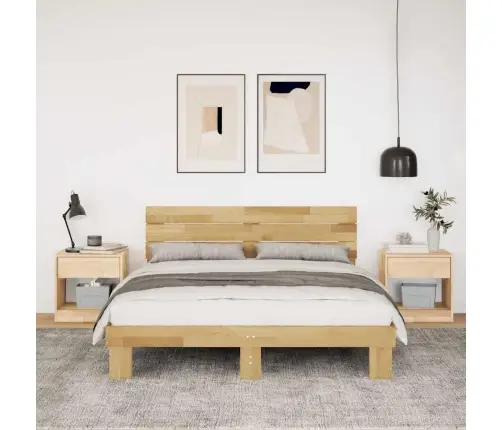 Voodiraam Peatsiga Ilma Madratsita 140X190 Cm Täispuidust Tamm