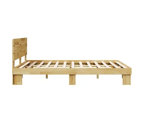 Voodiraam Peatsiga Ilma Madratsita 140X190 Cm Täispuidust Tamm