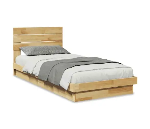 Voodiraam Peatsiga Ilma Madratsita 80X200 Cm Täispuidust Tamm