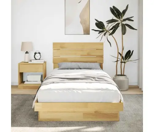 Voodiraam Peatsiga Ilma Madratsita 80X200 Cm Täispuidust Tamm