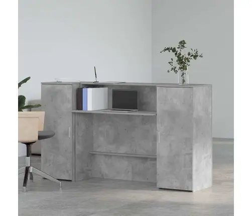 Reģistratūra, Betona Pelēks, 180X50X103,5 Cm, Inženierijas Koks Vidaxl