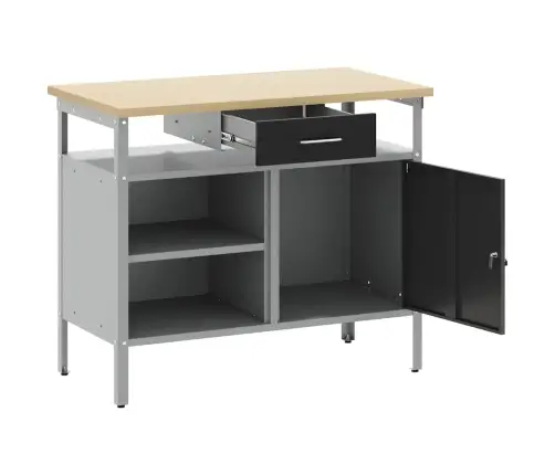 Darbagalds Ar Atvilktni Melns Un Pelēks 100 X 55 X 85 Cm Vidaxl