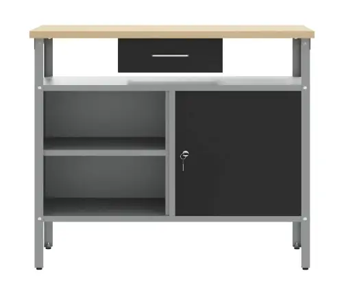 Darbagalds Ar Atvilktni Melns Un Pelēks 100 X 55 X 85 Cm Vidaxl