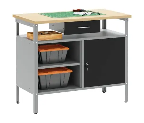 Darbagalds Ar Atvilktni Melns Un Pelēks 100 X 55 X 85 Cm Vidaxl