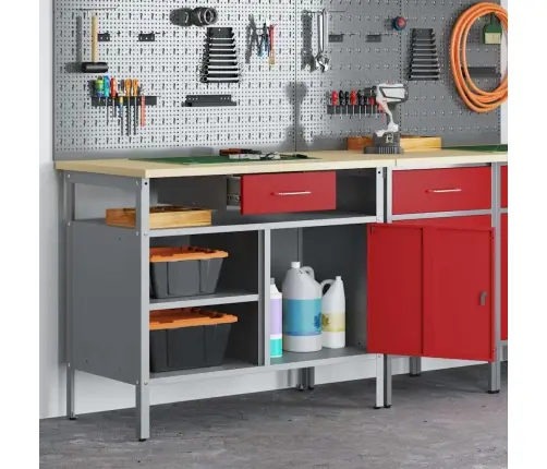 Töölaud Punane Ja Hall 100 X 55 X 85 Cm Töödeldud Puit Ja Teras