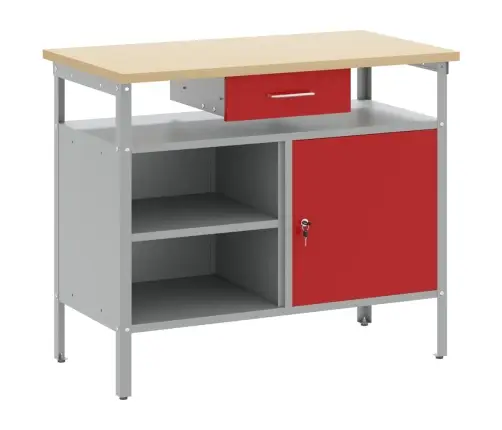 Töölaud Punane Ja Hall 100 X 55 X 85 Cm Töödeldud Puit Ja Teras